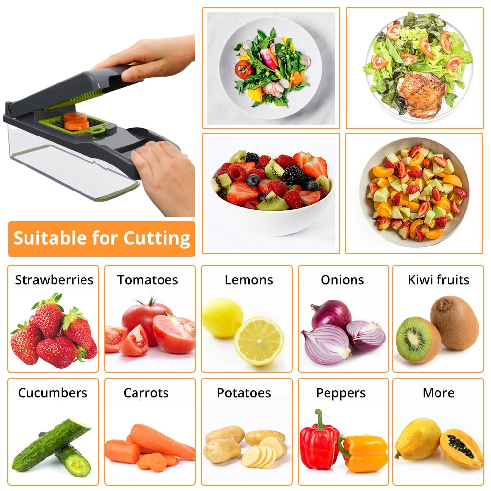 Vegetable Slicer and Cutter with Drain Basket by HitMyNeed