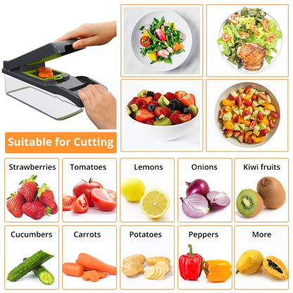 Vegetable Slicer and Cutter with Drain Basket by HitMyNeed