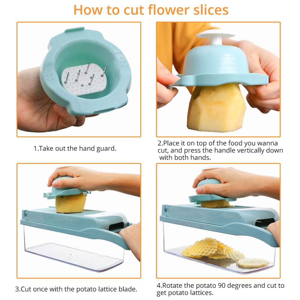 Vegetable Slicer and Cutter with Drain Basket by HitMyNeed