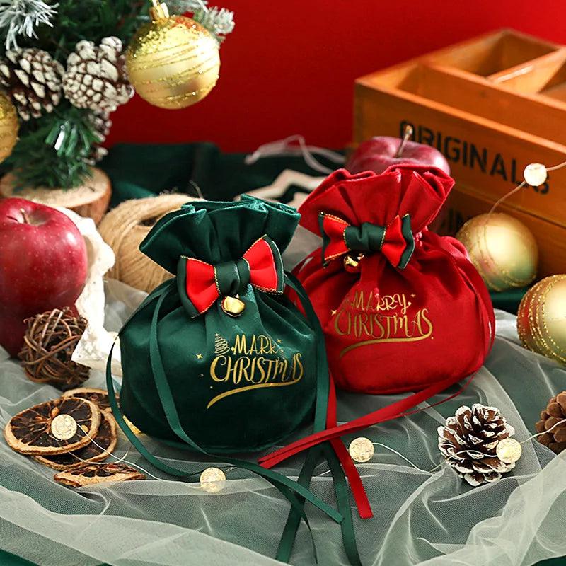 Velvet Christmas Drawstring Gift Bag 12 x 15cm by HitMyNeed