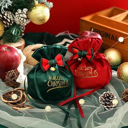 Velvet Christmas Drawstring Gift Bag 12 x 15cm by HitMyNeed