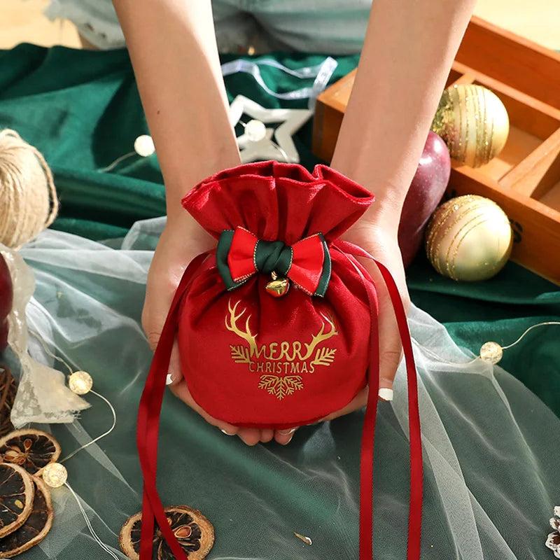 Velvet Christmas Drawstring Gift Bag 12 x 15cm red2 by HitMyNeed