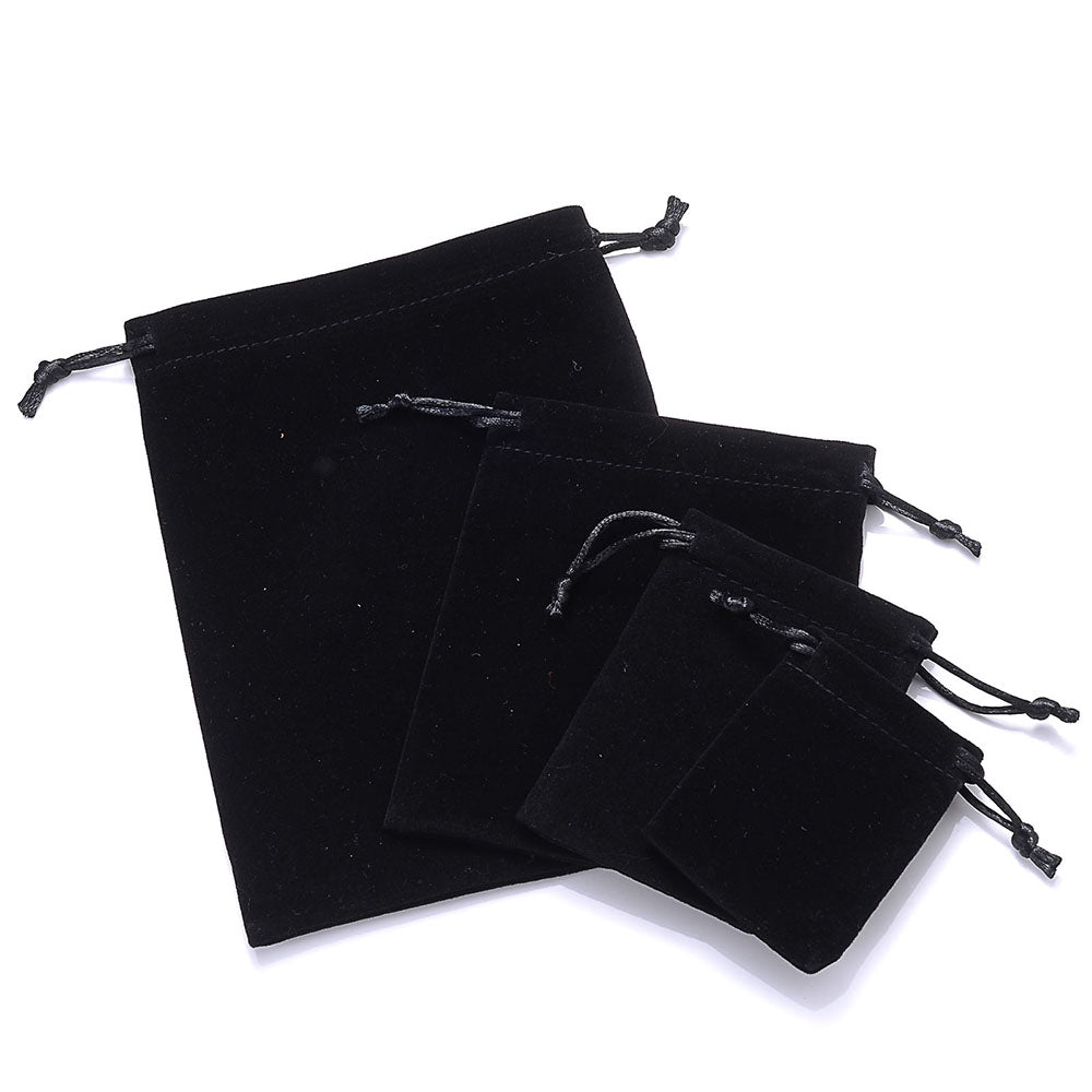 Velvet Drawstring Jewelry Pouches Set of 10 black 7x9cm by HitMyNeed