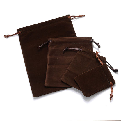 Velvet Drawstring Jewelry Pouches Set of 10 coffee 7x9cm by HitMyNeed