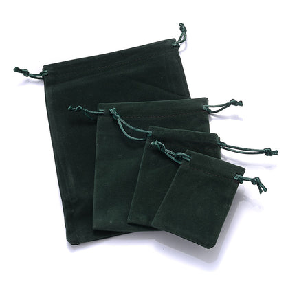 Velvet Drawstring Jewelry Pouches Set of 10 dark-green 7x9cm by HitMyNeed