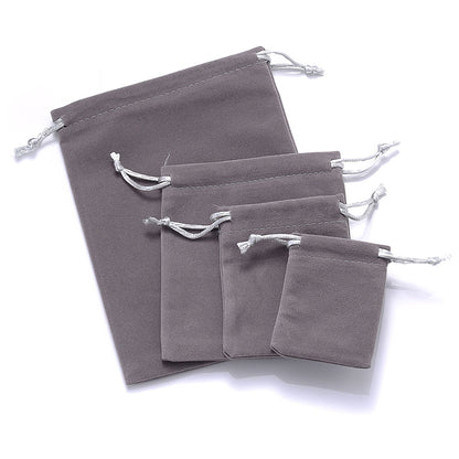 Velvet Drawstring Jewelry Pouches Set of 10 deep-grey 7x9cm by HitMyNeed