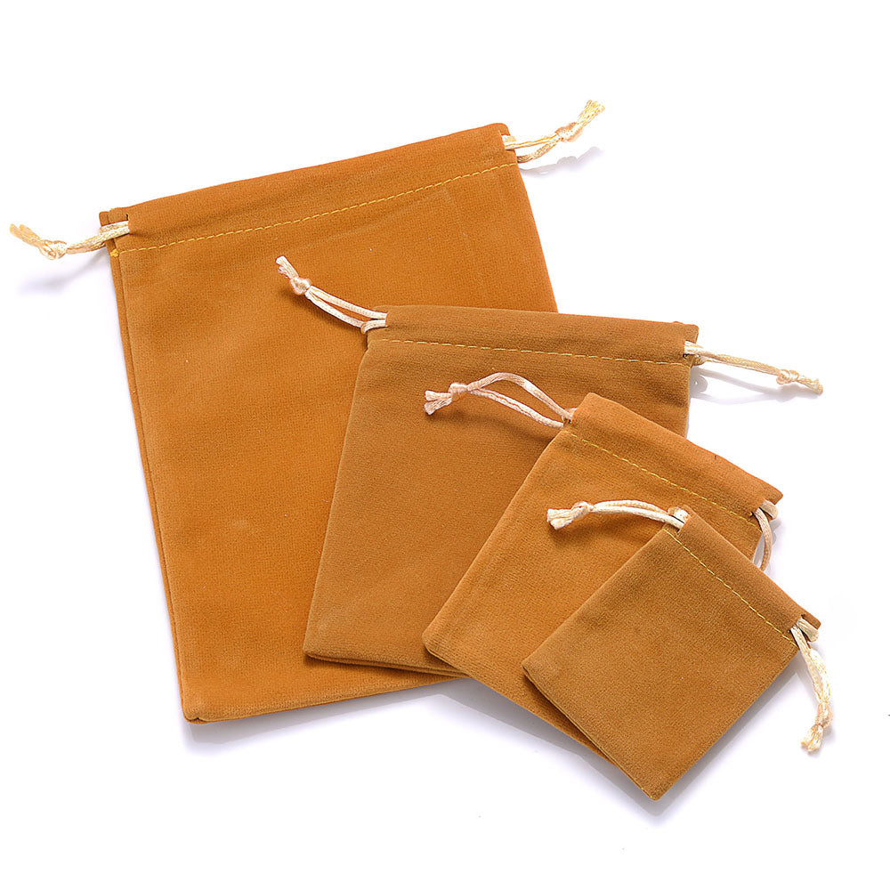 Velvet Drawstring Jewelry Pouches Set of 10 khaki 7x9cm by HitMyNeed