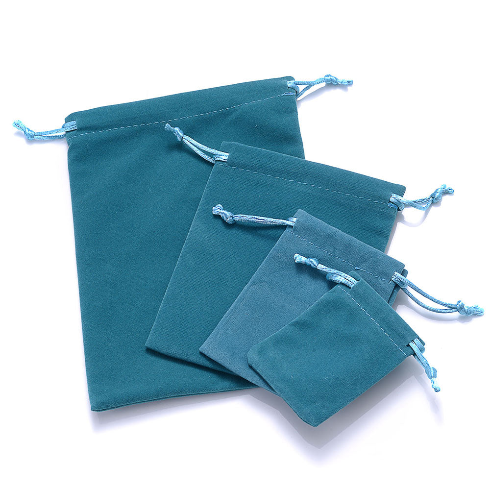 Velvet Drawstring Jewelry Pouches Set of 10 lake-blue 7x9cm by HitMyNeed