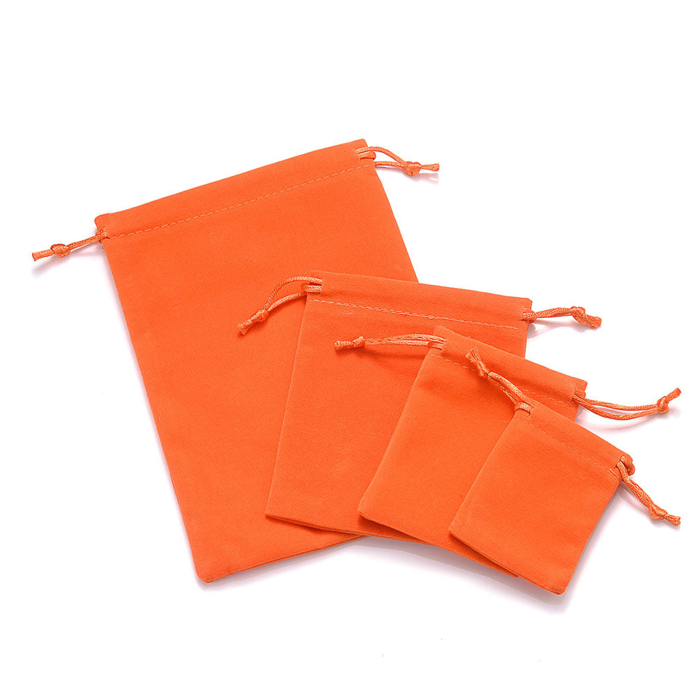 Velvet Drawstring Jewelry Pouches Set of 10 orange 7x9cm by HitMyNeed