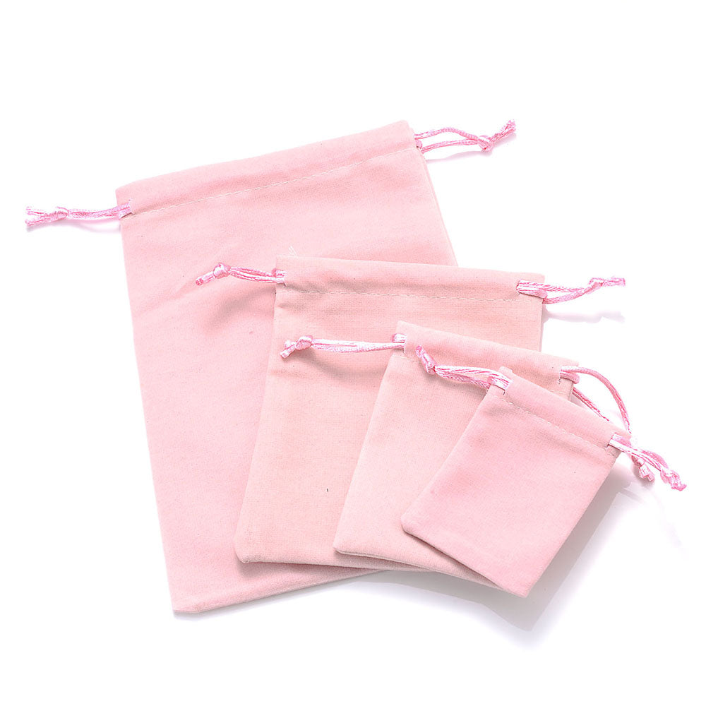 Velvet Drawstring Jewelry Pouches Set of 10 pink 7x9cm by HitMyNeed