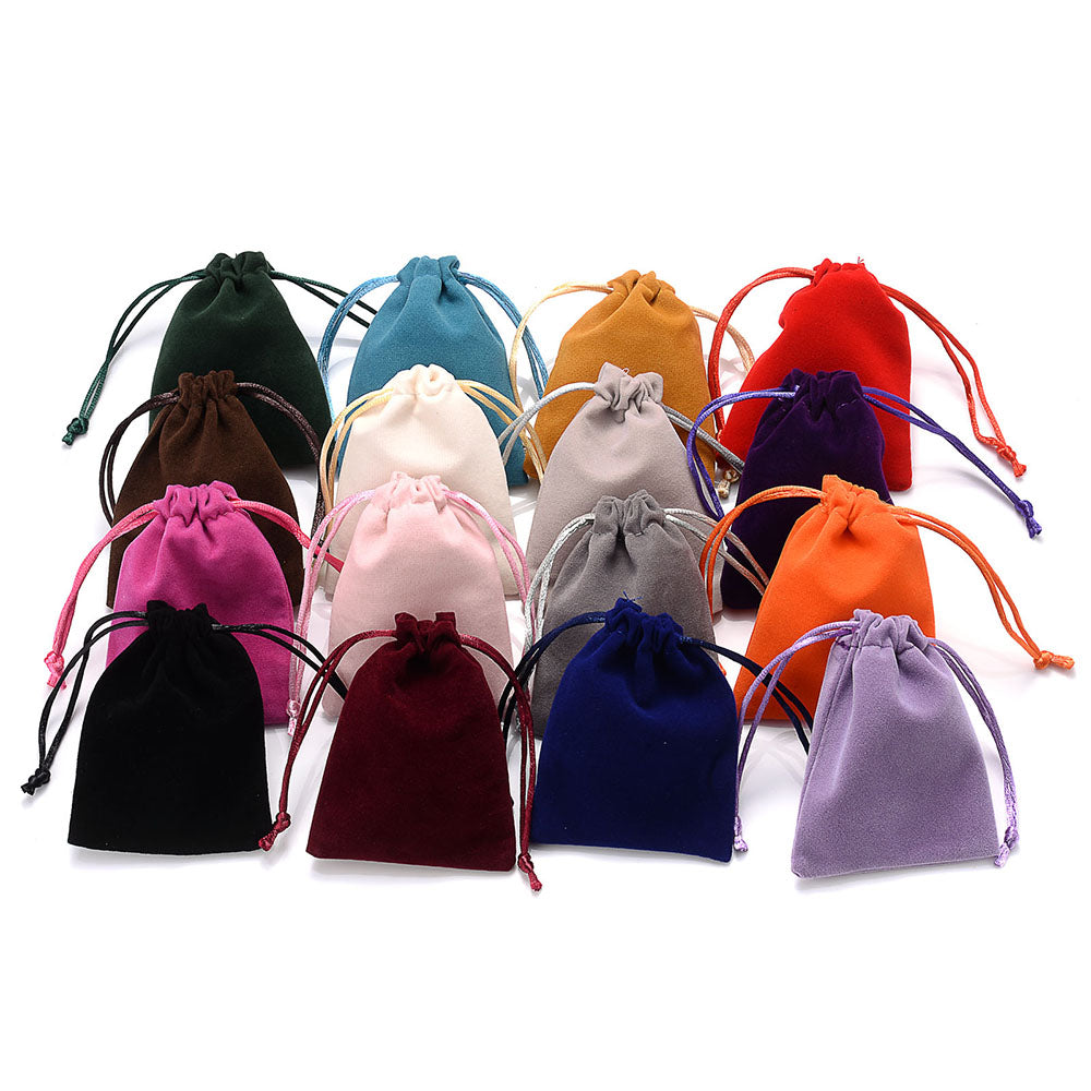 Velvet Drawstring Jewelry Pouches Set of 10 random-mix 7x9cm by HitMyNeed