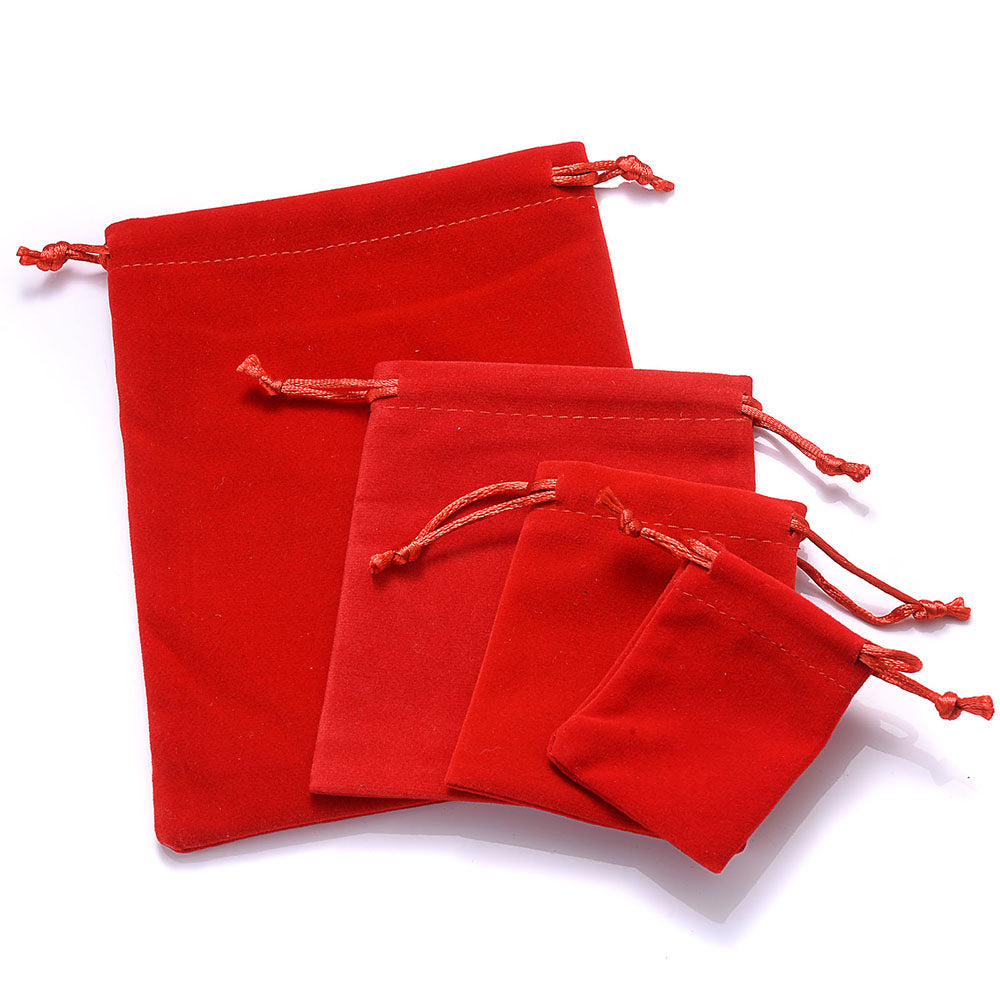 Velvet Drawstring Jewelry Pouches Set of 10 red 7x9cm by HitMyNeed