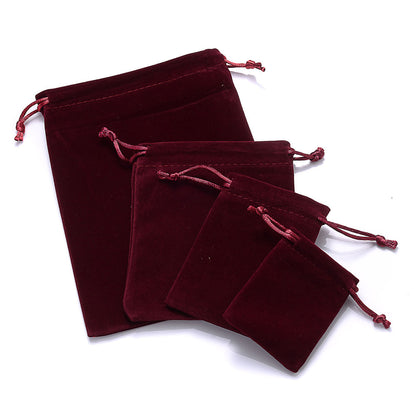 Velvet Drawstring Jewelry Pouches Set of 10 red-wine 7x9cm by HitMyNeed