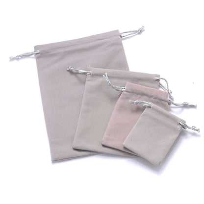 Velvet Drawstring Jewelry Pouches Set of 10 silver-grey 7x9cm by HitMyNeed