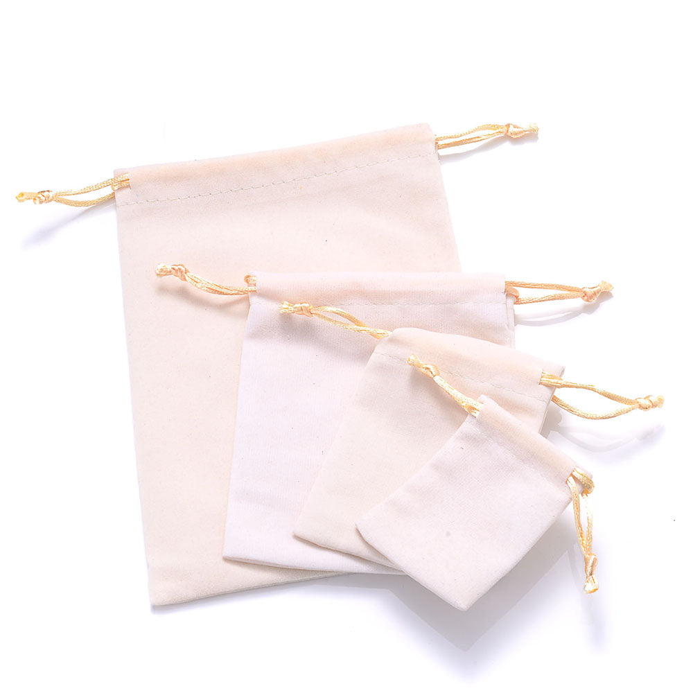 Velvet Drawstring Jewelry Pouches Set of 10 white 7x9cm by HitMyNeed