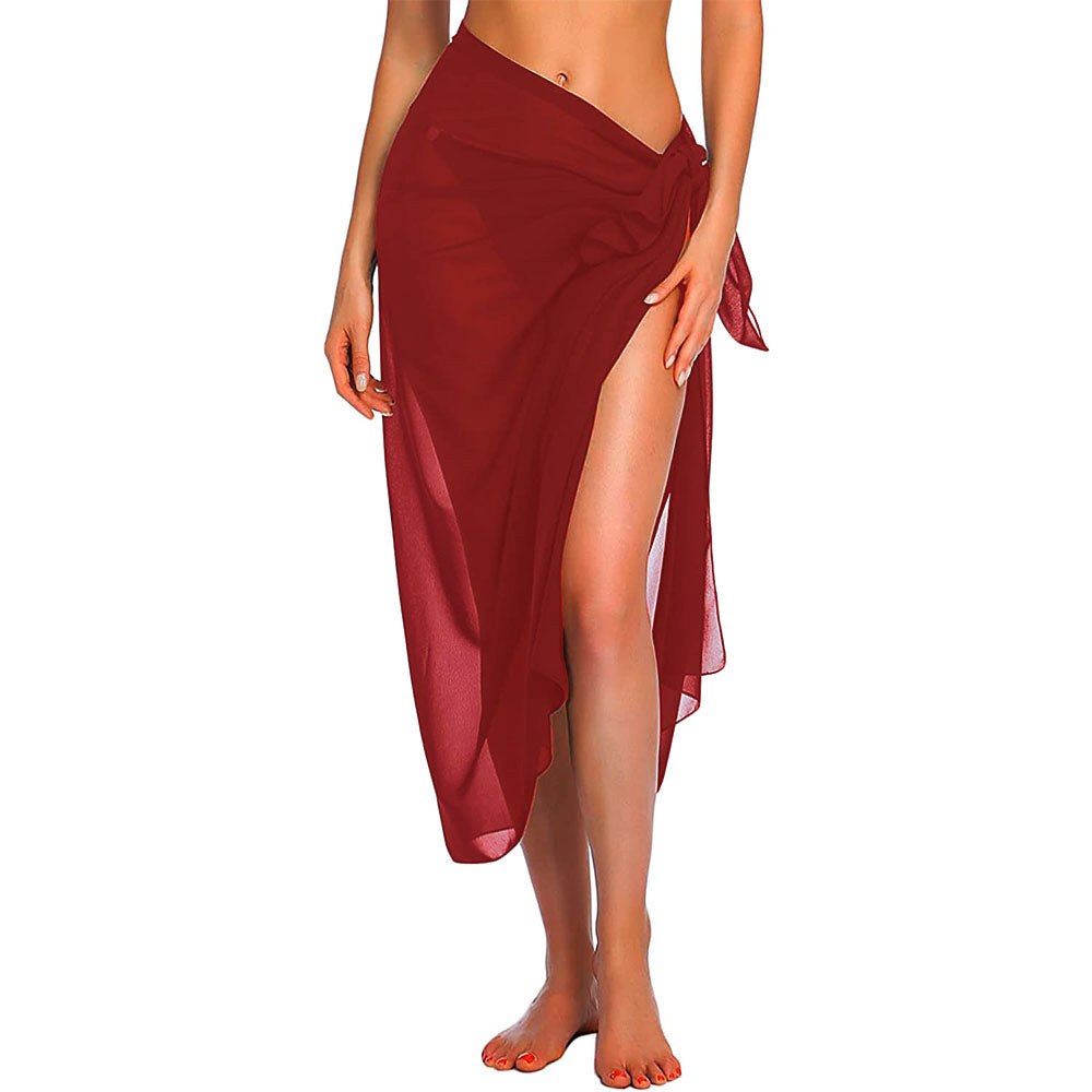 Versatile Wrap Beach Cover Up wine-red-long by HitMyNeed