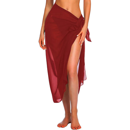 Versatile Wrap Beach Cover Up wine-red-long by HitMyNeed