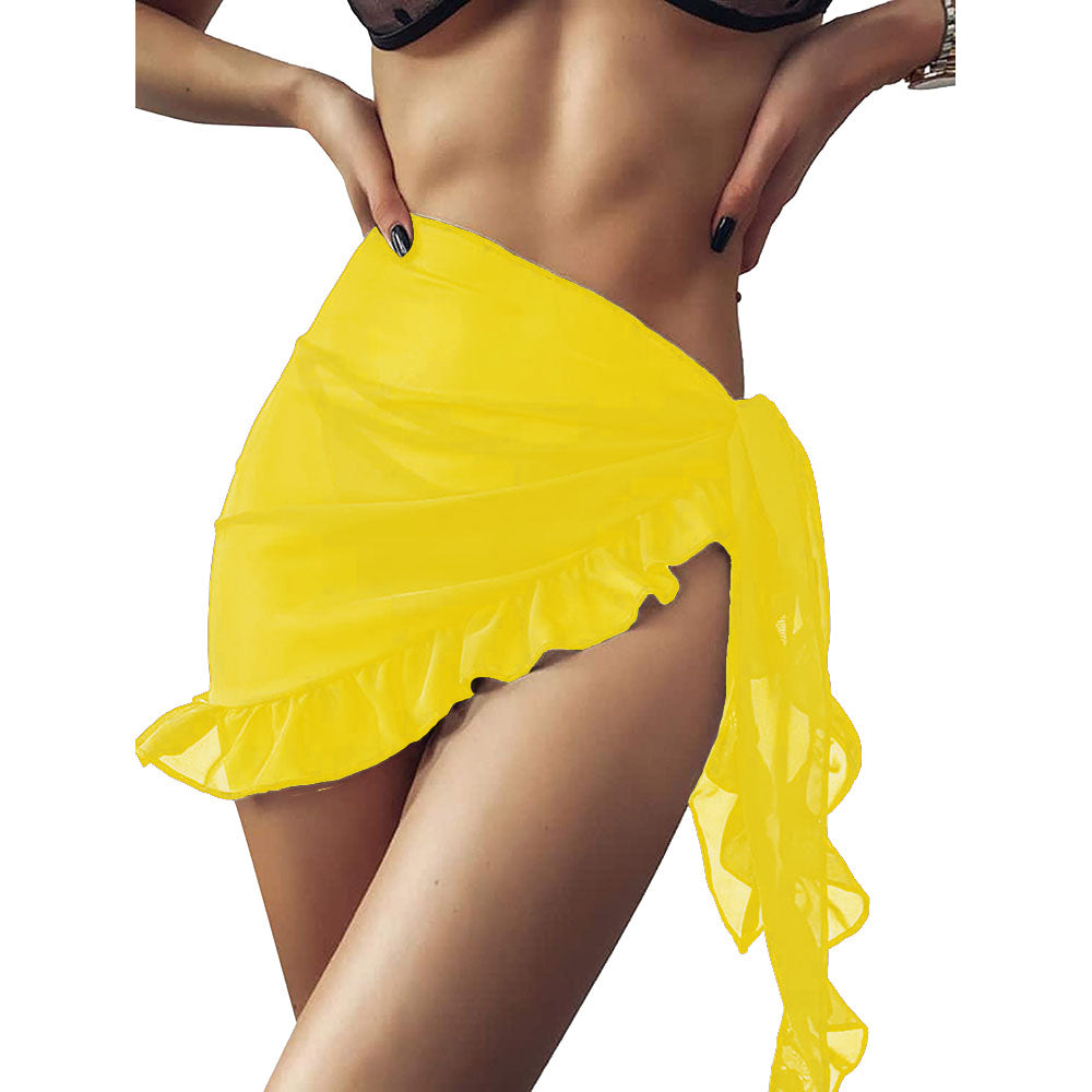 Versatile Wrap Beach Cover Up yellow-ruffle by HitMyNeed
