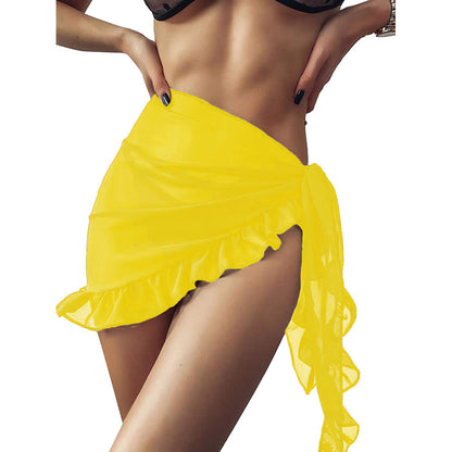Versatile Wrap Beach Cover Up yellow-ruffle by HitMyNeed