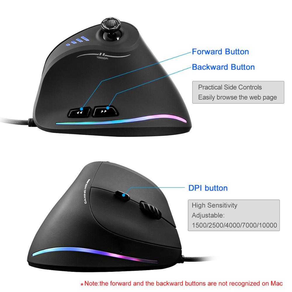 Vertical RGB Gaming Mouse with 11 Programmable Buttons by HitMyNeed