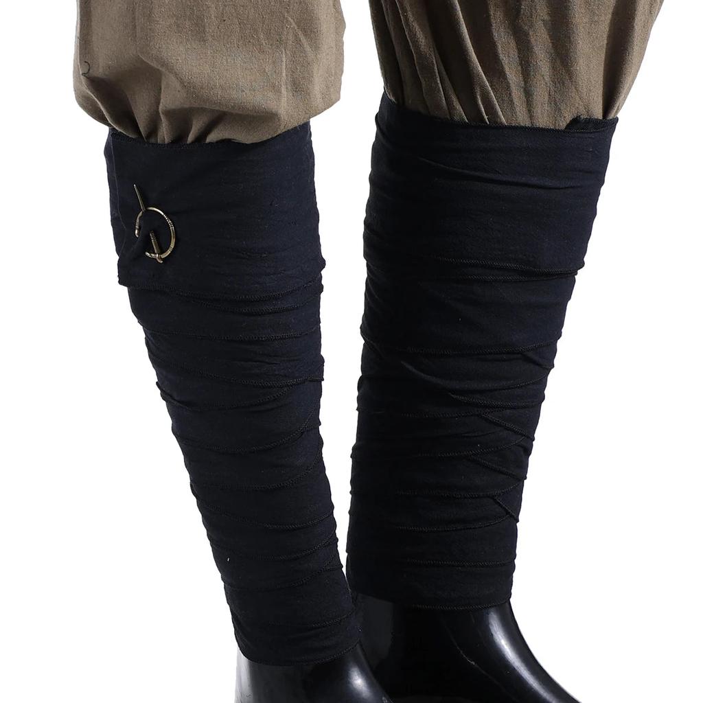 Viking Leg Wraps with Clasps for Men's Cosplay black by HitMyNeed