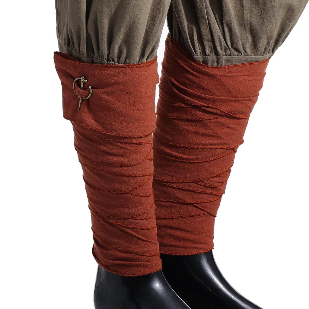 Viking Leg Wraps with Clasps for Men's Cosplay brown by HitMyNeed