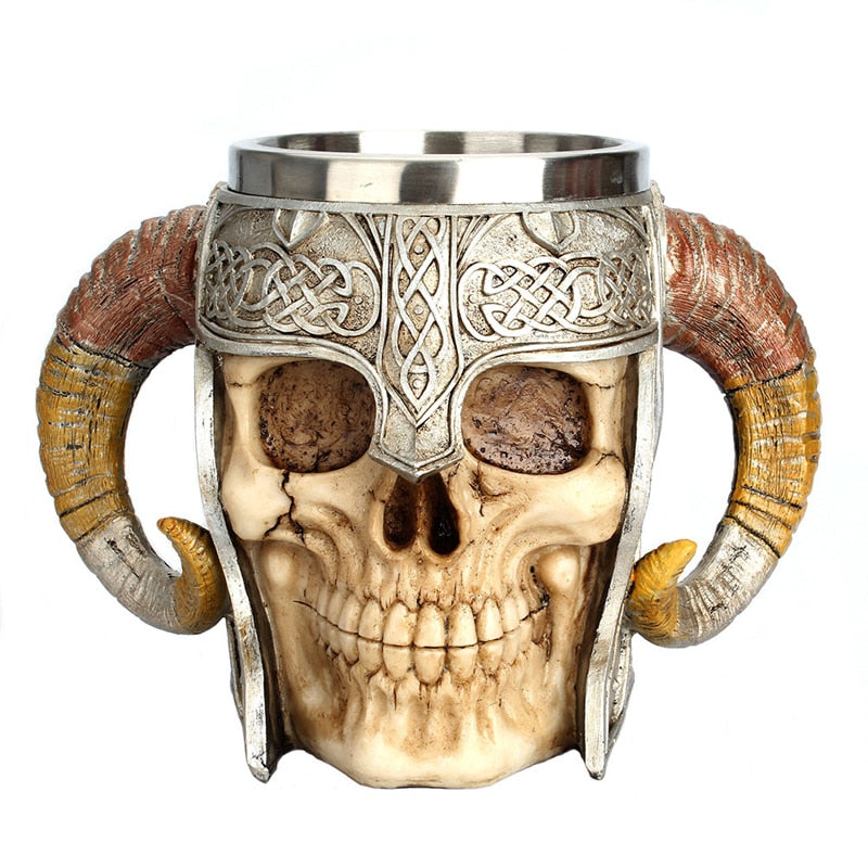 Viking Skull Stainless Steel Coffee Mug 500ml by HitMyNeed