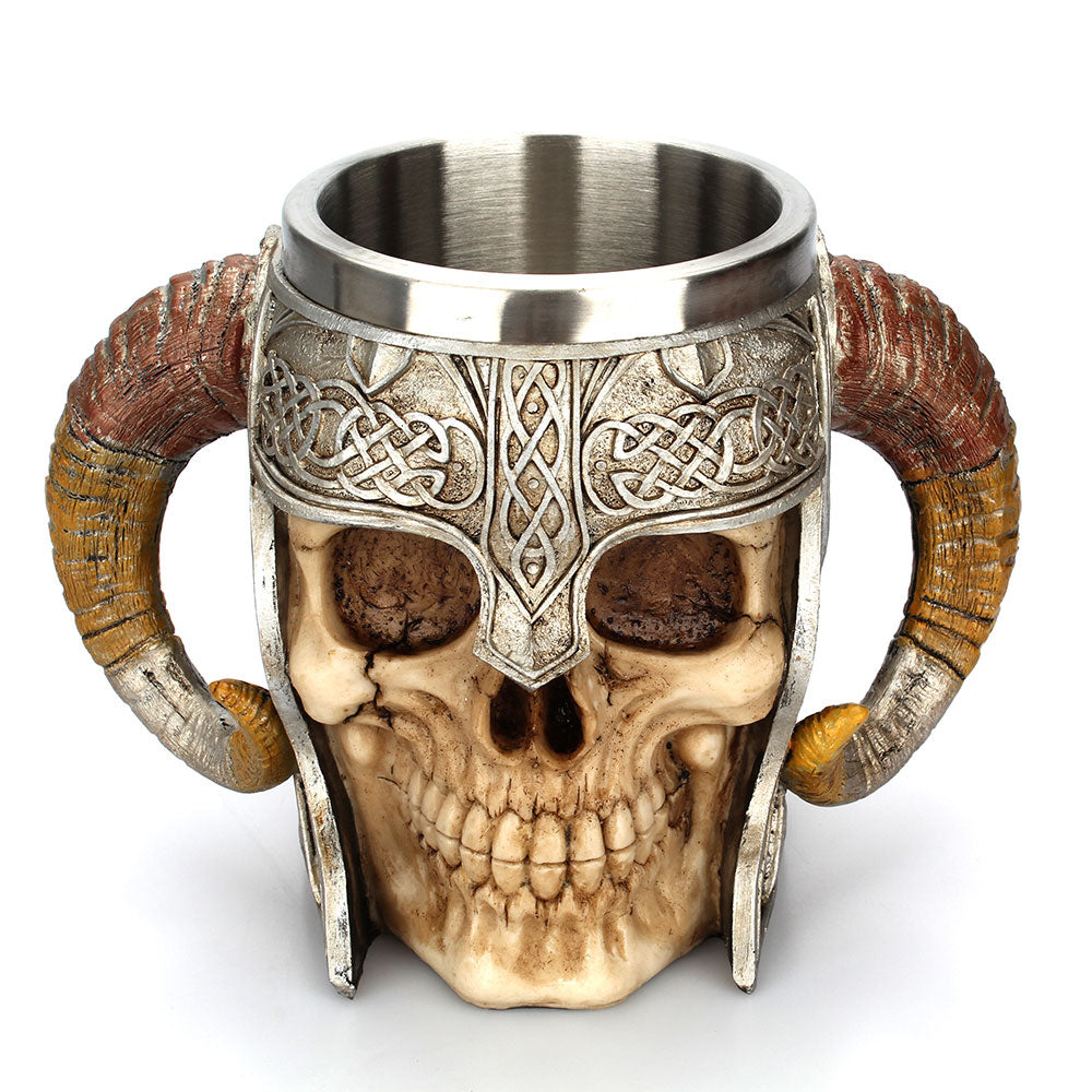 Viking Skull Stainless Steel Coffee Mug 500ml by HitMyNeed
