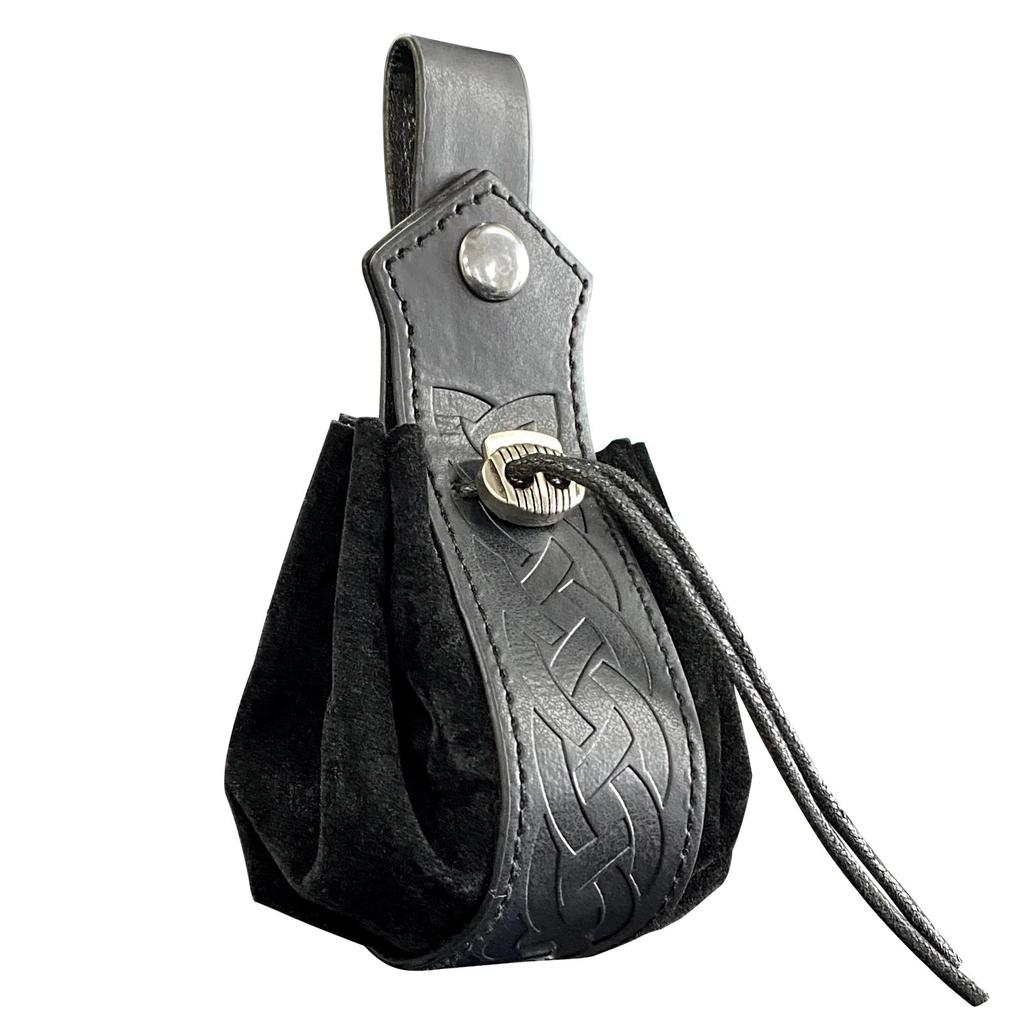Viking Style Medieval Belt Pouch Coin Purse black by HitMyNeed