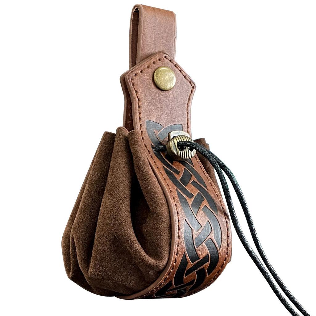 Viking Style Medieval Belt Pouch Coin Purse dark-brown by HitMyNeed