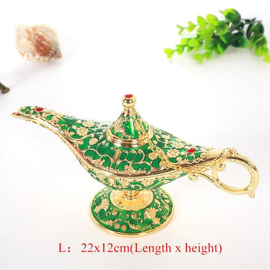 Vintage Aladdin Style Genie Lamp Tabletop Decor green by HitMyNeed