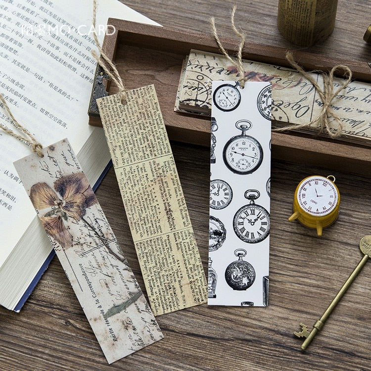 Vintage Bookmark Set, Retro Paper Cards (30 Pack) by HitMyNeed