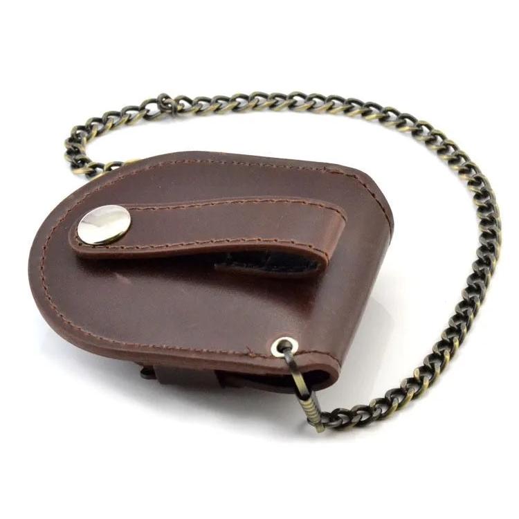 Vintage Brown Pocket Watch Case & Coin Pouch with Chain by HitMyNeed