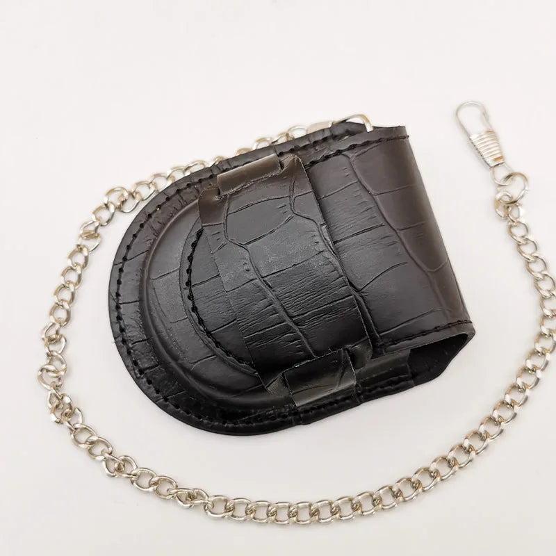 Vintage Brown Pocket Watch Case & Coin Pouch with Chain wp4091 by HitMyNeed