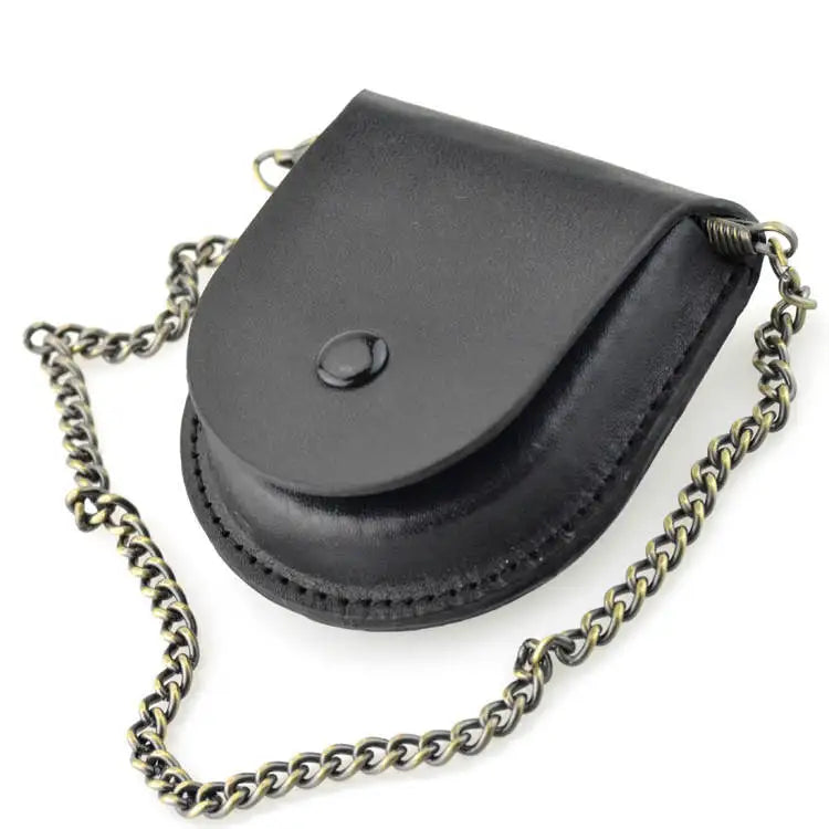 Vintage Brown Pocket Watch Case & Coin Pouch with Chain wp4095 by HitMyNeed