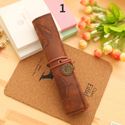 Vintage Canvas Roll Pencil Case with Large Capacity s20501-1 by HitMyNeed