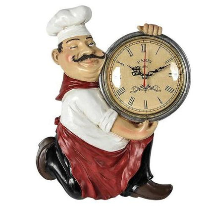 Vintage Chef Wall Clock, Silent Quartz, 22 x 29.5 cm by HitMyNeed