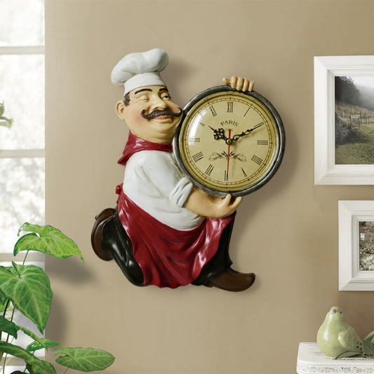 Vintage Chef Wall Clock, Silent Quartz, 22 x 29.5 cm cp-1317 by HitMyNeed
