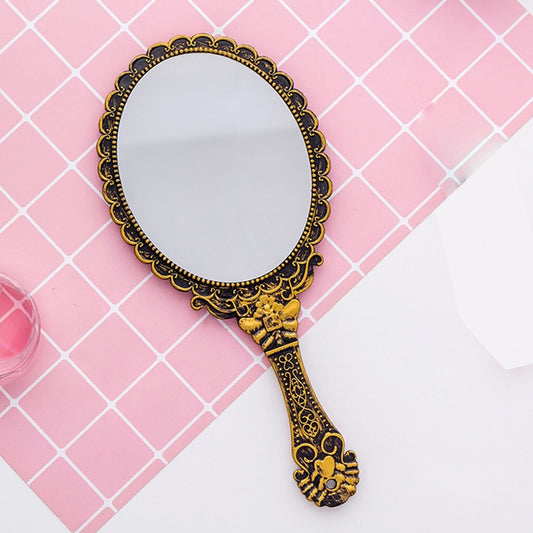 Vintage Hand Held Makeup Mirror with Handle by HitMyNeed