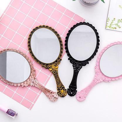 Vintage Hand Held Makeup Mirror with Handle by HitMyNeed