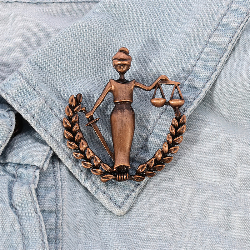 Vintage Lady Justice Lawyer Brooch Pin by HitMyNeed