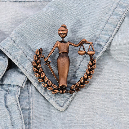 Vintage Lady Justice Lawyer Brooch Pin by HitMyNeed