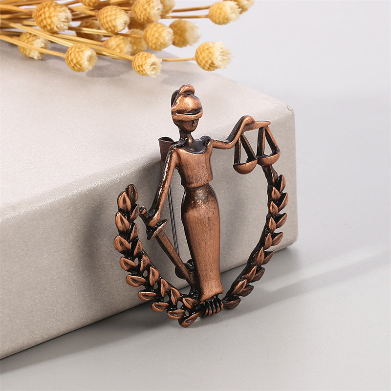 Vintage Lady Justice Lawyer Brooch Pin by HitMyNeed