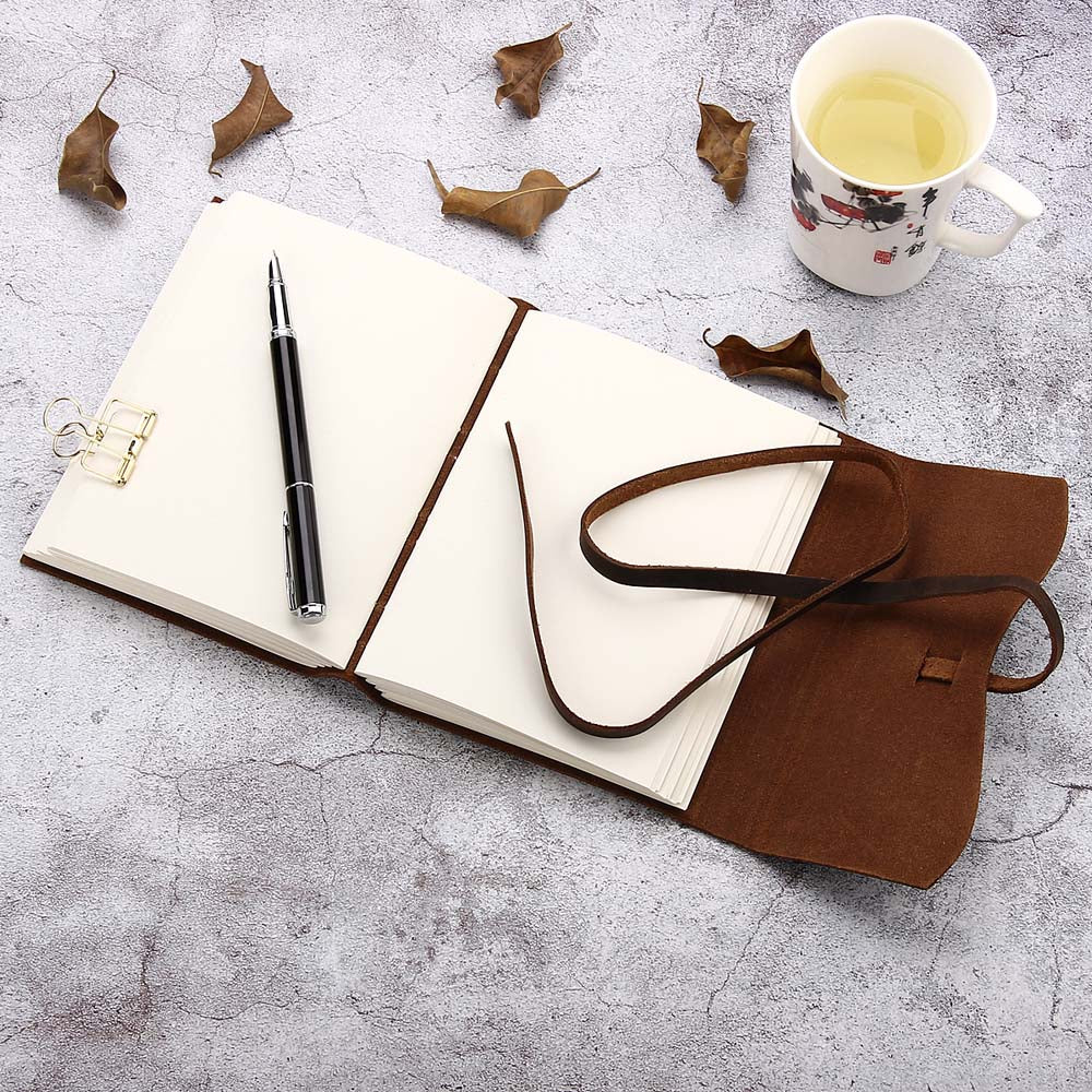 Vintage Leather Journal Notebook, Unlined, 320 Pages by HitMyNeed