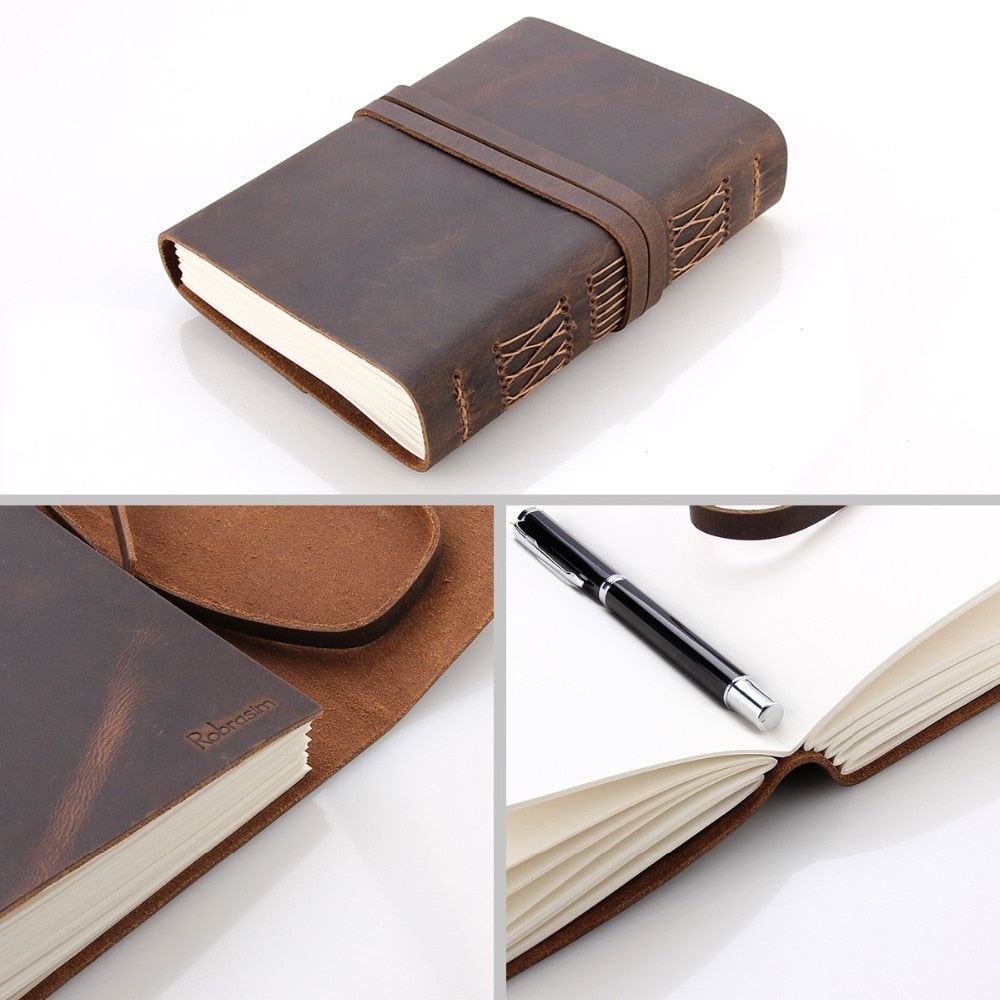 Vintage Leather Journal Notebook, Unlined, 320 Pages by HitMyNeed