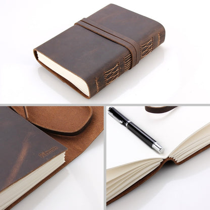 Vintage Leather Journal Notebook, Unlined, 320 Pages by HitMyNeed