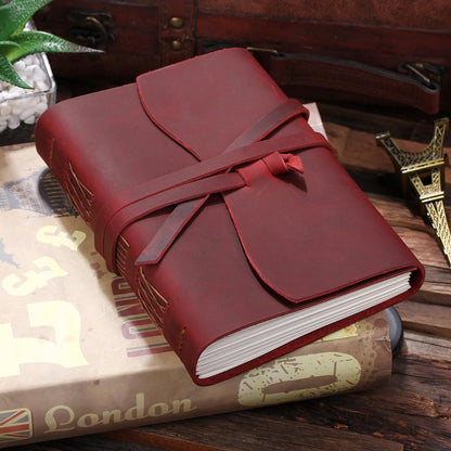 Vintage Leather Journal Notebook, Unlined, 320 Pages wine mini-4-3x3-4-inch by HitMyNeed