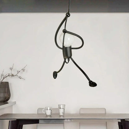Vintage Little Man Iron LED Chandelier E27 Black by HitMyNeed
