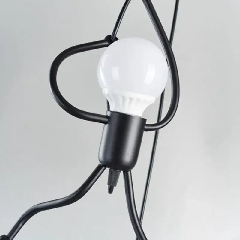 Vintage Little Man Iron LED Chandelier E27 Black by HitMyNeed