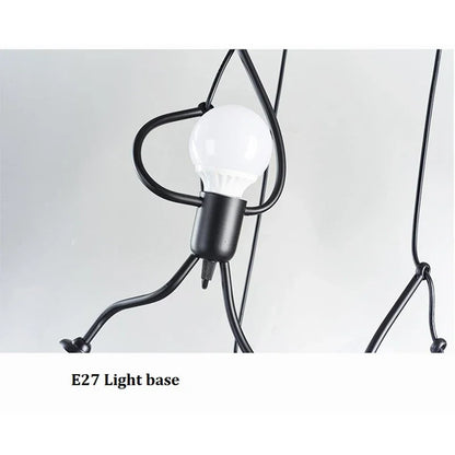 Vintage Little Man Iron LED Chandelier E27 Black by HitMyNeed
